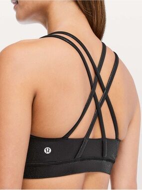 lululemon energy bra in luminosity foil print black